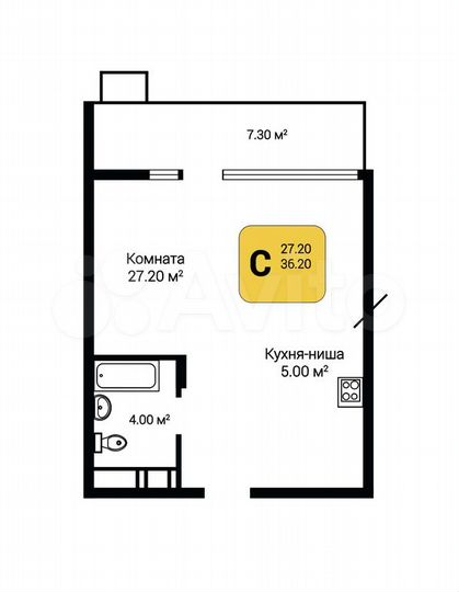 Квартира-студия, 39,9 м², 8/15 эт.