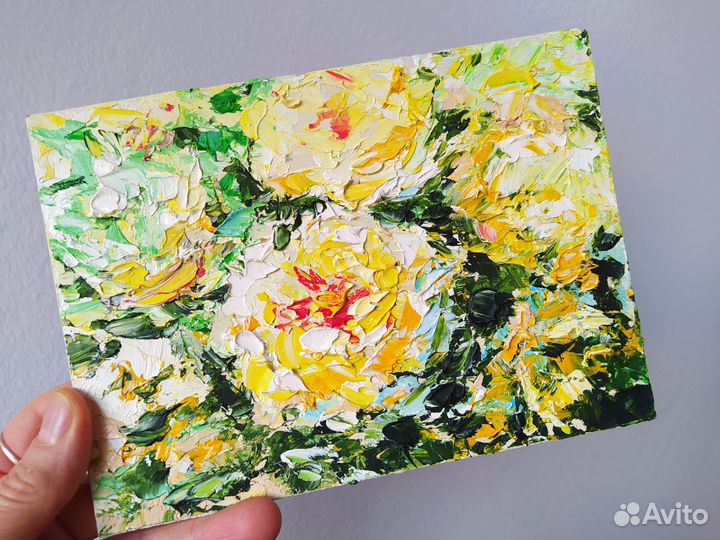 Картина маслом Пионы Розы Цветы