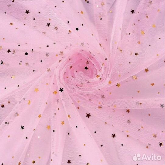 Фатин с блестками, фатин сетка с глитером звезды