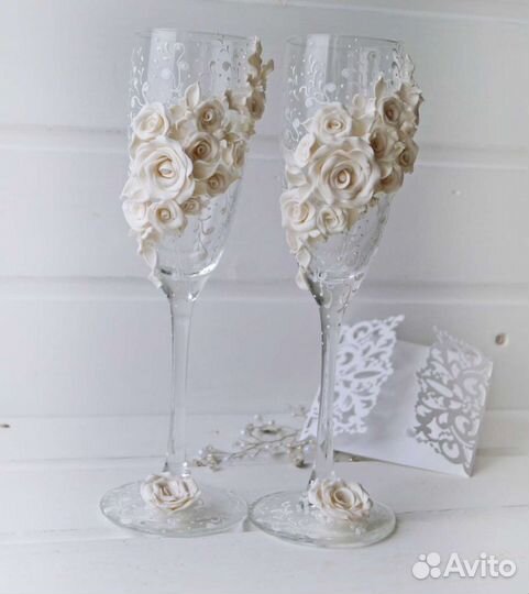Свадебные бокалы ручной работы