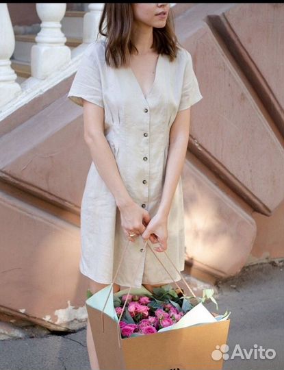 Mango льняное летнее платье лен