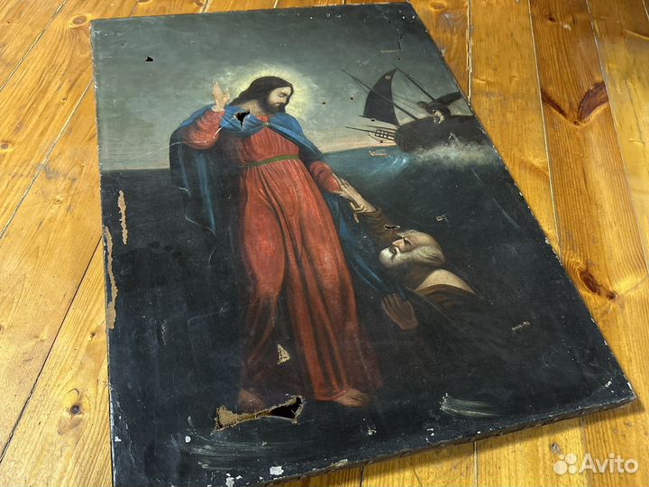 Большая икона на холсте 1853 год