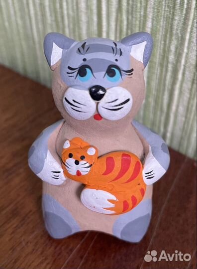 Ковровская глиняная игрушка Кот свистулька 7 см