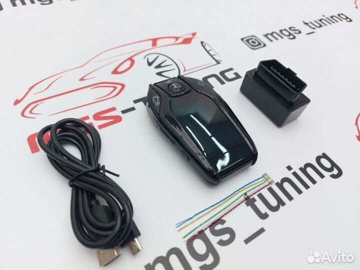 Смарт ключ Mercedes дизайн BMW черный с экраном