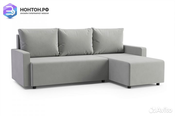 Диван угловой еврокнижка Мидгард серый