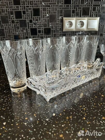 Хрустальные стаканы рюмки ваза Богемия новые