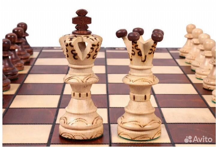 Большие деревянные шахматы с доской Амбассадор