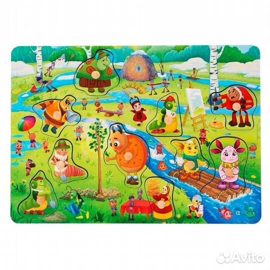 Деревянная игрушка Вкладыши Лунтик Весенний денёк