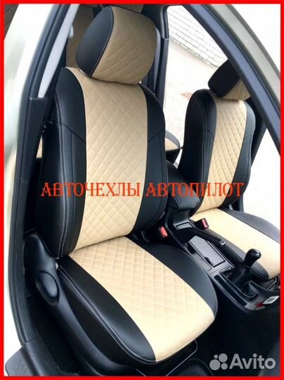 Чехлы Автопилот Mazda 3 bk bl из экоокжи чёрно-беж