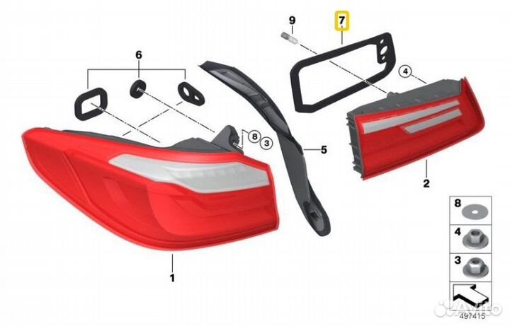 Уплотнитель задних фонарей Bmw 5 G30 2016 2017