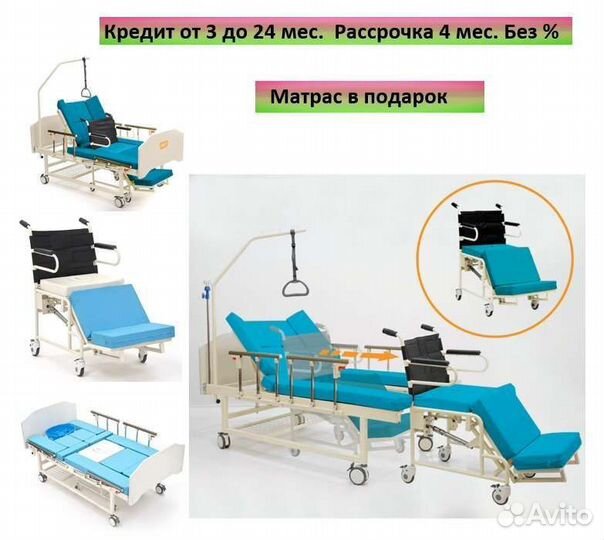 Медицинская кровать функциональная для лежачих