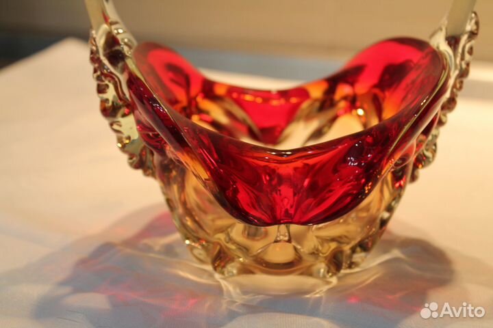 Ваза конфетница цветное стекло СССР