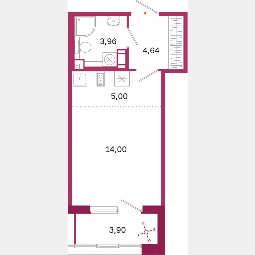Квартира-студия, 29,6 м², 8/10 эт.