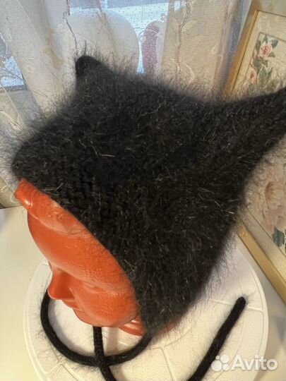 Чепчик с ушками из пуха норки