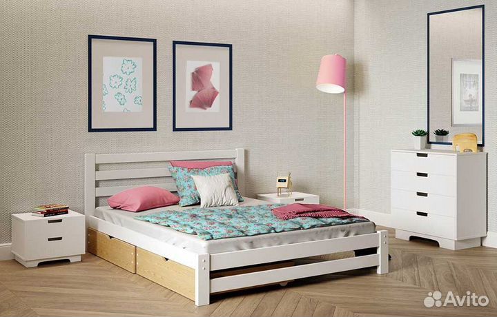 Кровать из натурального дерева 2-спальная 