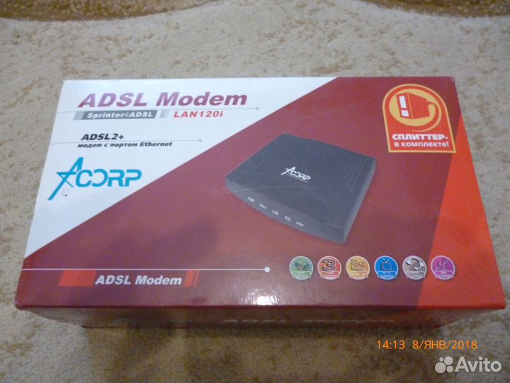 Модем acorp sprinter/adsl lan120i