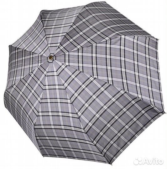 Зонт в клетку полный автомат, цвет чёрный Три Сло
