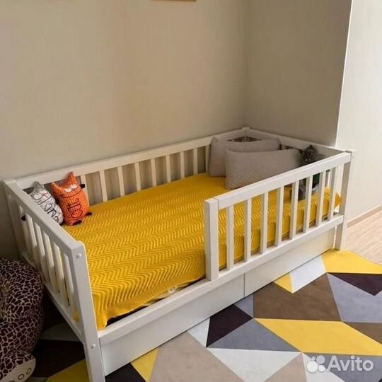 Кроватка высокий борт берёза сингл детская