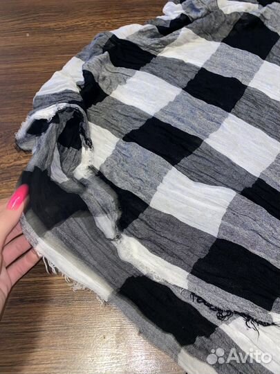 Платок шарф в клетку хлопок
