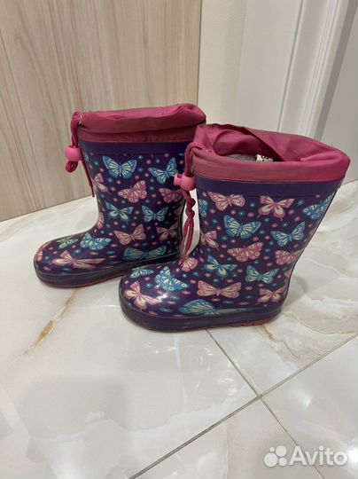 Детские утепленные резиновые сапоги 25 размер