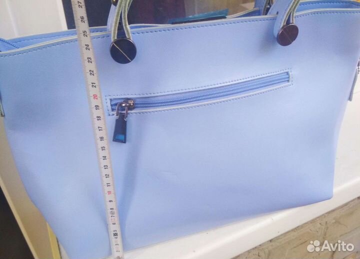 Новые кожаные сумки голубая и синяя