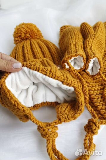 Шапка снуд варежки