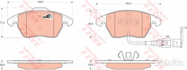 Колодки тормозные дисковые перед GDB1550 TRW