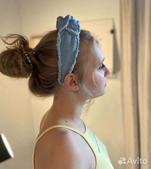 Ободок джинсовый, повязка для волос ручной работы