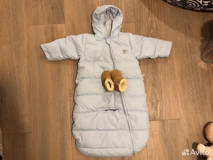 Конверт зимний для малыша 0+ и угги