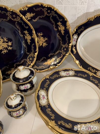 Сервиз столовый фарфоровый. Кобальт. 