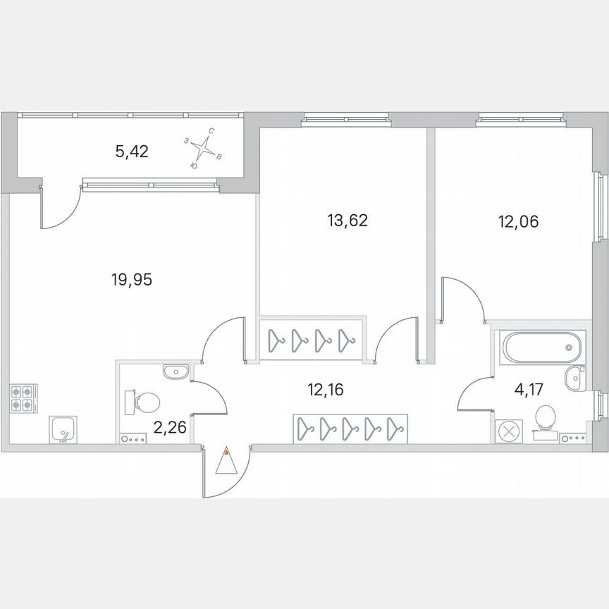 2-к. квартира, 66,9 м², 1/4 эт.