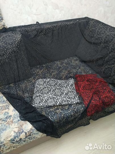 Ткань гипюр, белый, черный