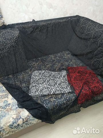 Ткань гипюр, белый, черный