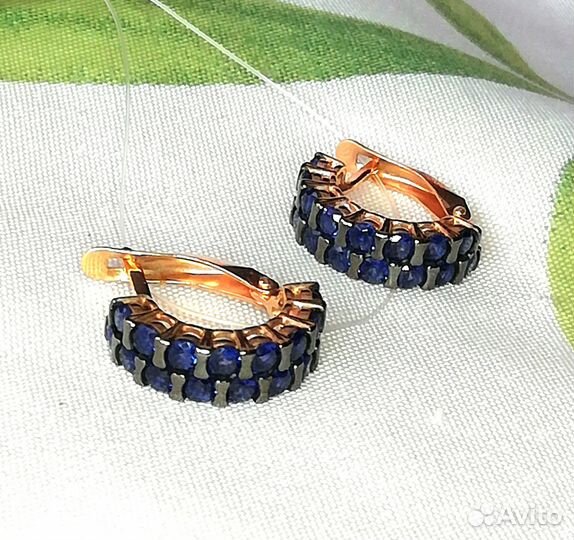 Серьги с сапфиром серебро С258