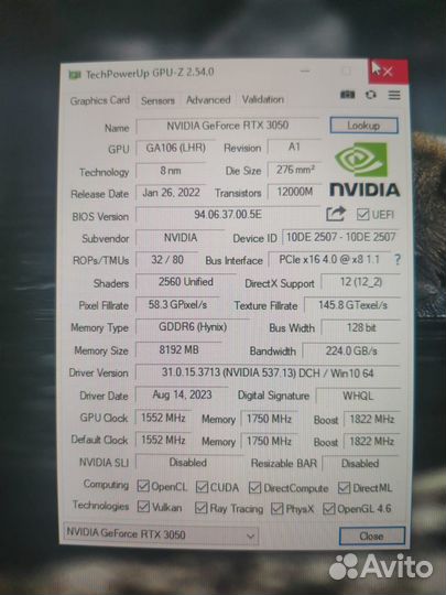 Продам видеокарту Palit geforce RTX3050, 8 Gb