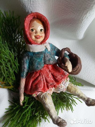 Елочная игрушка из ваты“Красная шапочка”