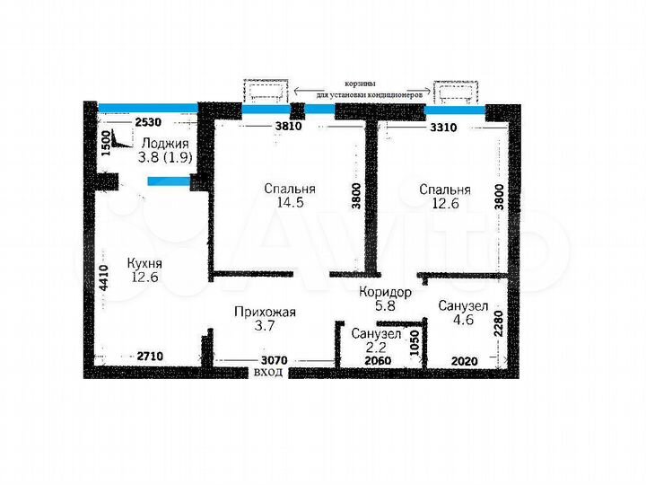 2-к. квартира, 57,8 м², 11/23 эт.
