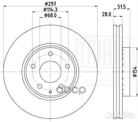 Диск тормозной задний 297x28/52-5x114 Mazda CX