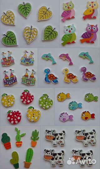 Деревянные пуговицы для скапбукинга и рукоделия