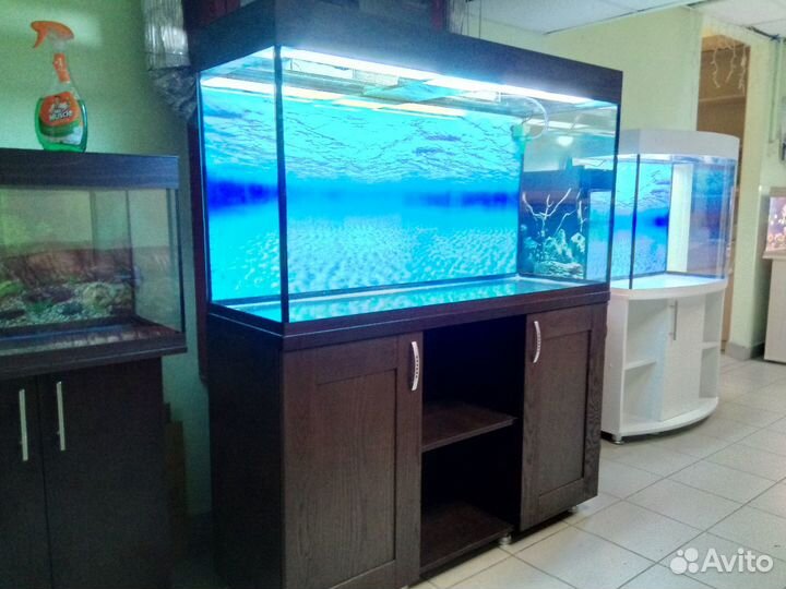 Аквариум 350, свет, биофильтр, тумба, фон3d море