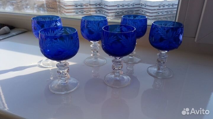 Фужеры цветной хрусталь, Гусь - Хрустальный