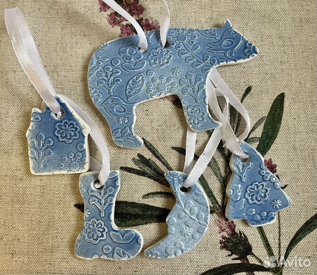 Ёлочные игрушки керамика ручная работа