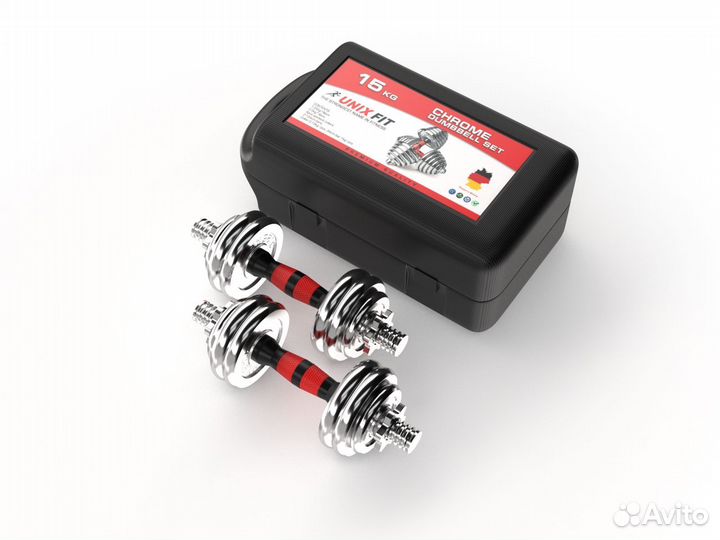 Набор гантелей Unixfit в кейсе 15kg