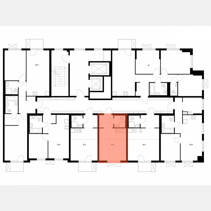 Квартира-студия, 21,8 м², 6/11 эт.