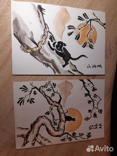 Рисунки у Лукоморья в японском стиле