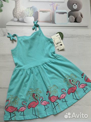 Платье сарфан с фламинго