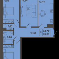 3-к. квартира, 67,4 м², 8/9 эт.