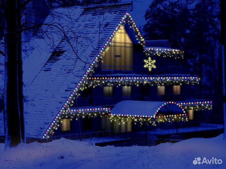 Украшение домов гирляндами