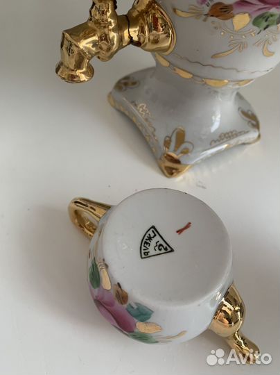 Самовар Гжель розовая