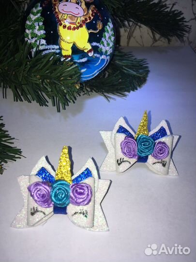 Резинки и бантики для волос к новому году